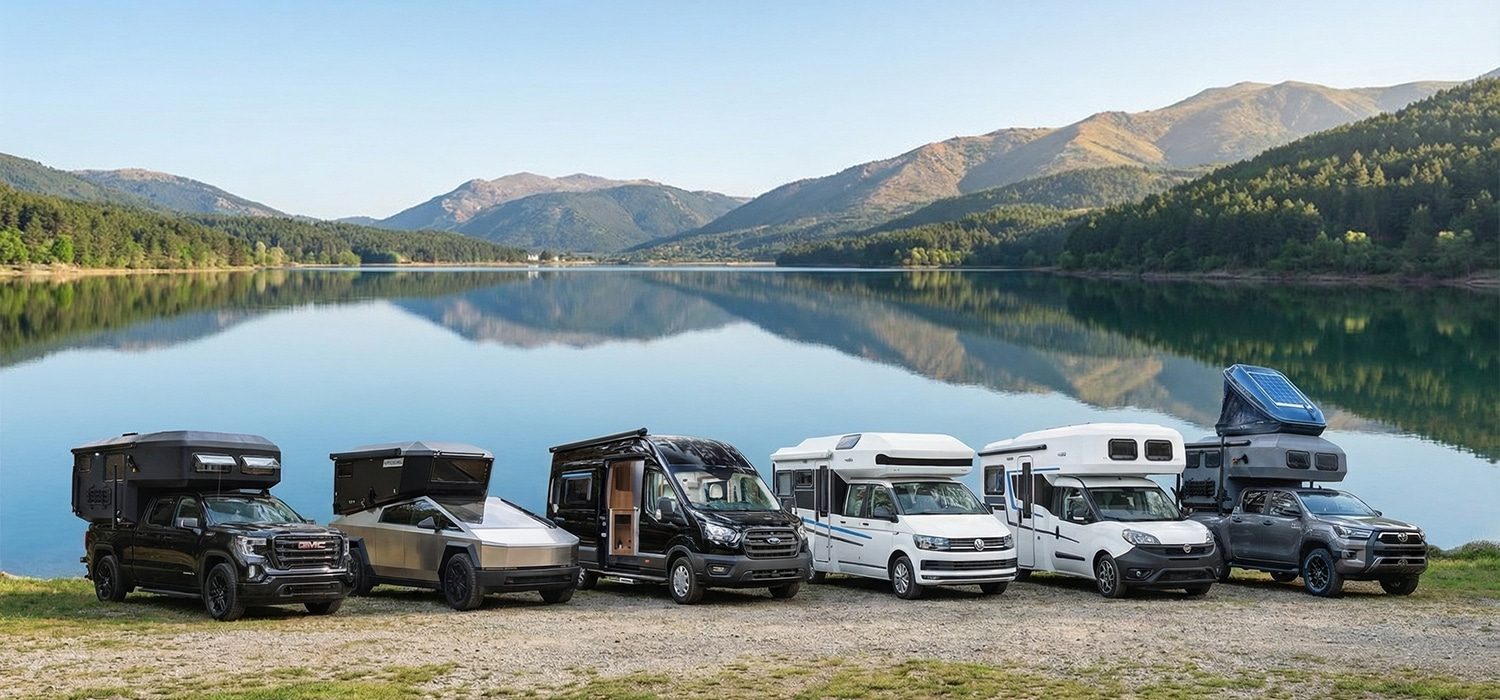 Hotomobil camper family in nature