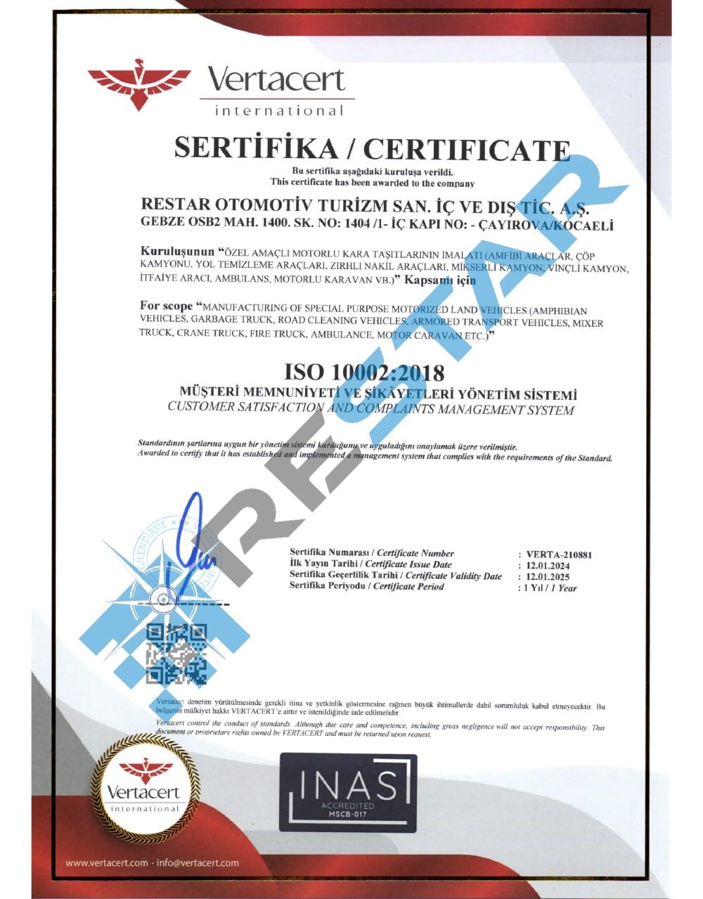 Restar Global certificates