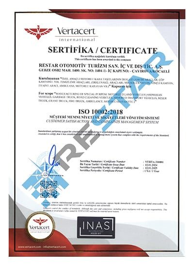 ISO 10002 certificate