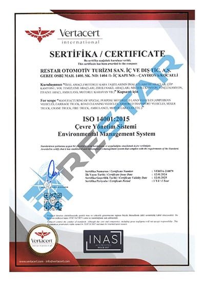 ISO 14001 certificate