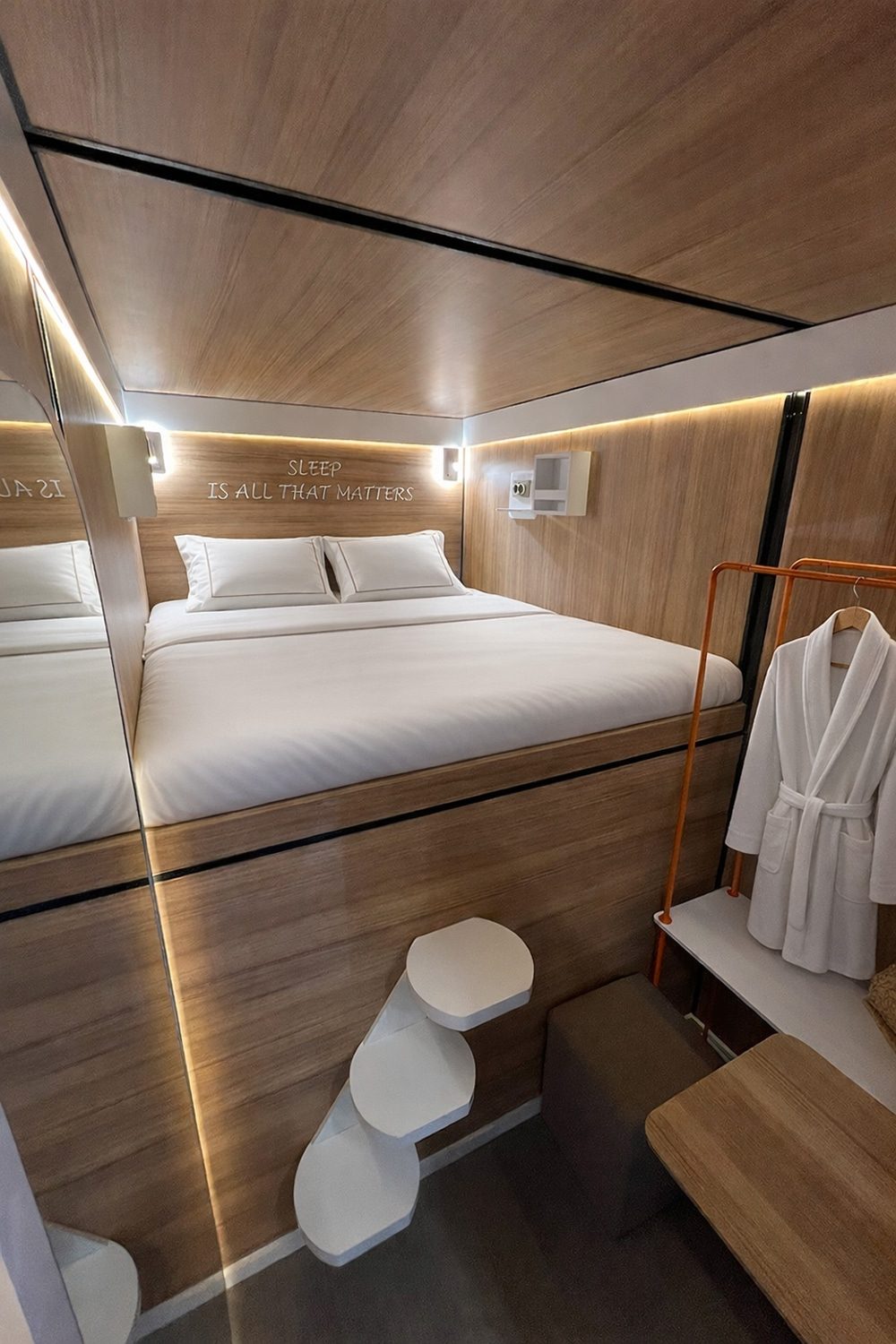 SleepPod Oak interior, sleeping area