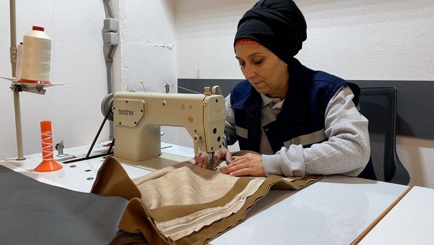 Panel cutting in the woodworks area